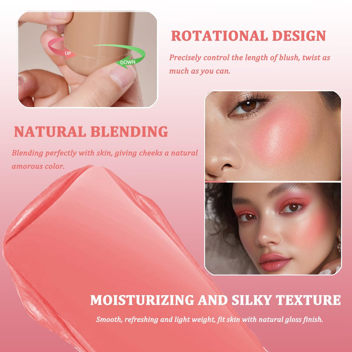 SHEEYOON blush stick diseño giratorio para control preciso