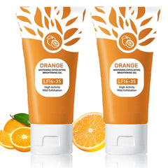 Sheghy orange exfoliating gel scrub on the face for gentle cleansing and glow