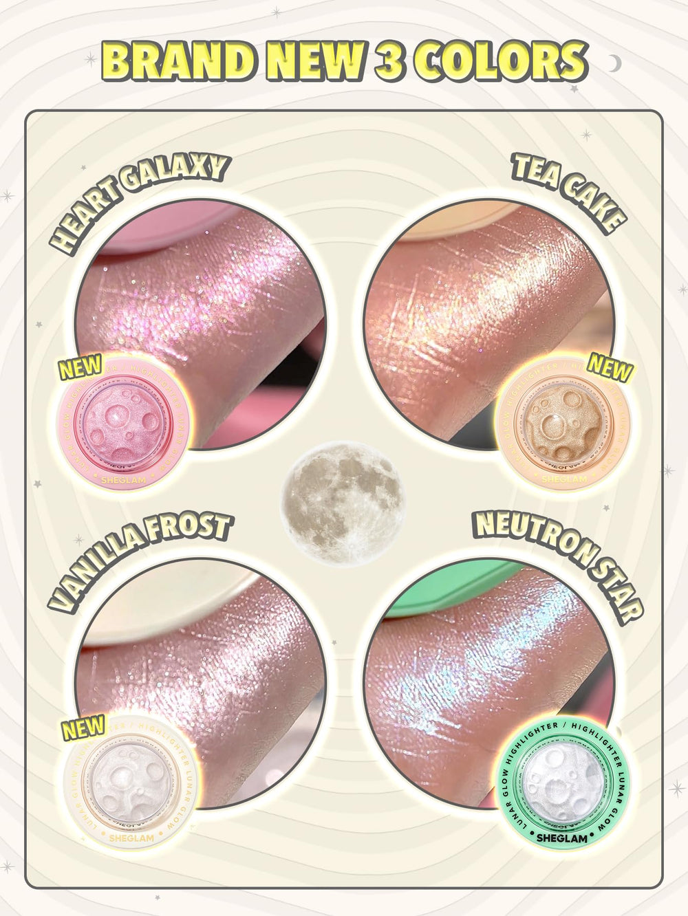 SHEGLAM Brillo Lunar iluminador con cuatro tonos para personalizar el brillo