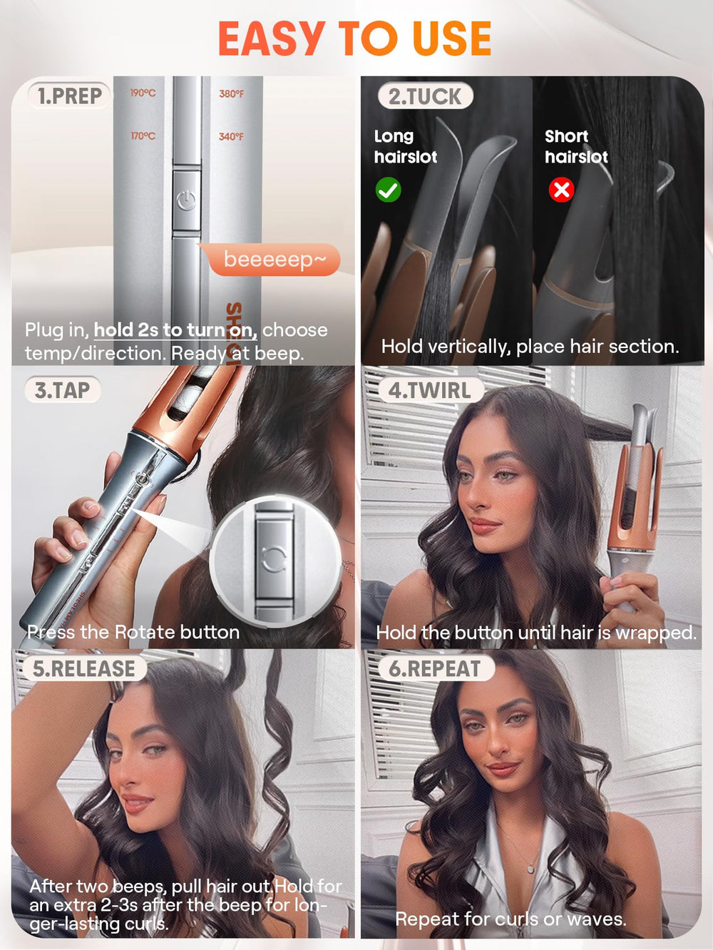 SHEGLAM calor rápido facilita peinados en minutos con estilo.