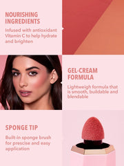 Rubor líquido tono natural con brillo suave para un aspecto fresco