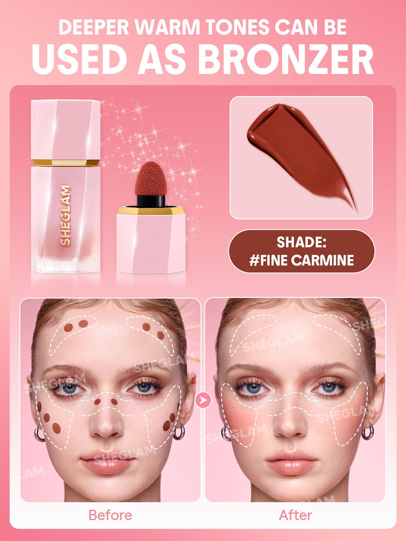 SHEGLAM Color Bloom Rubor Líquido Carmín Fino con acabado ligero y natural
