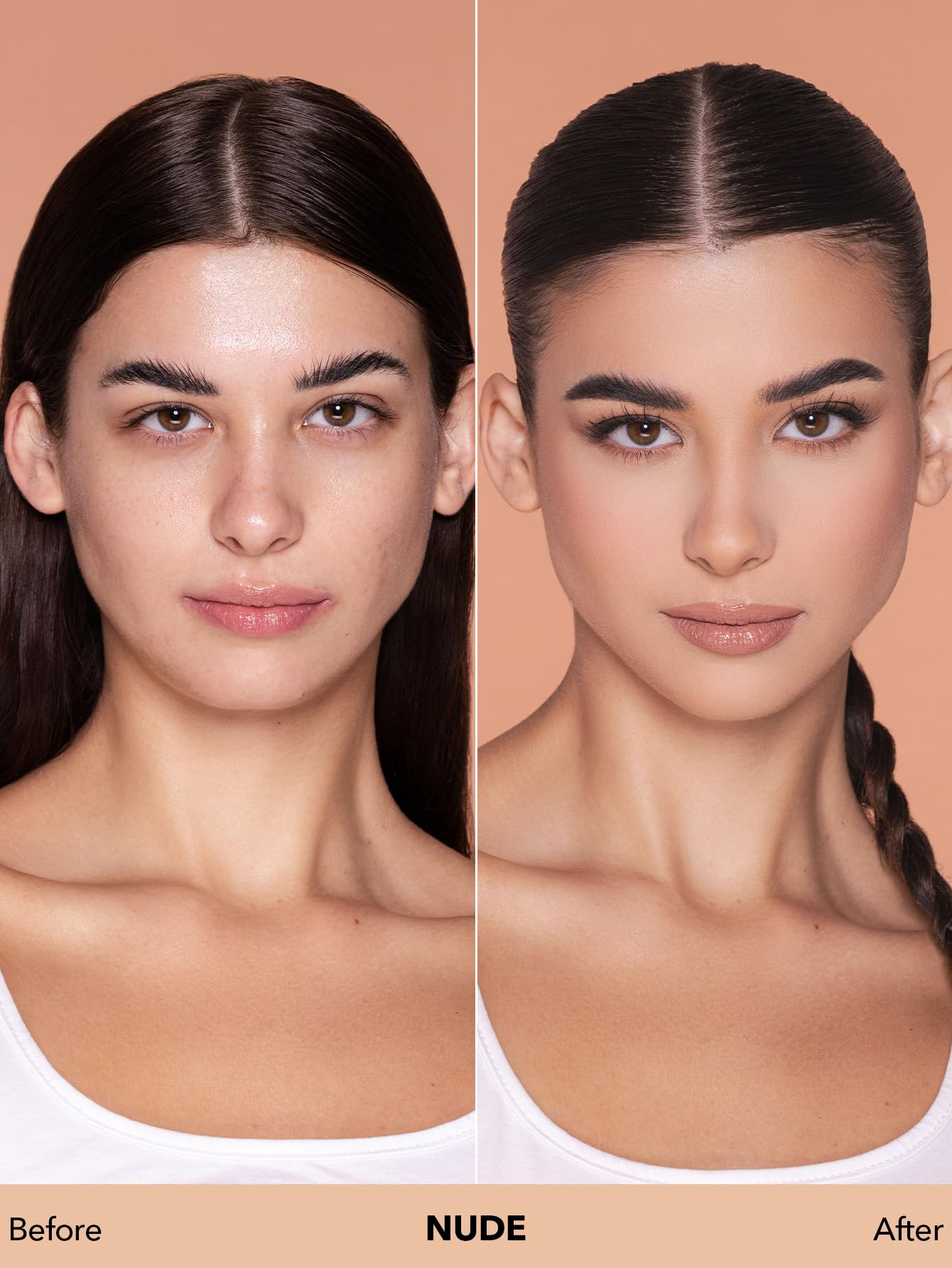 SHEGLAM Full Coverage Foundation Nude blend stroke for seamless application.