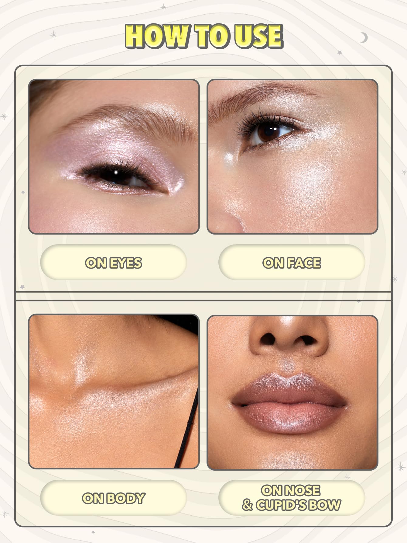 SHEGLAM Lunar Glow textura sedosa que se desliza fácilmente.