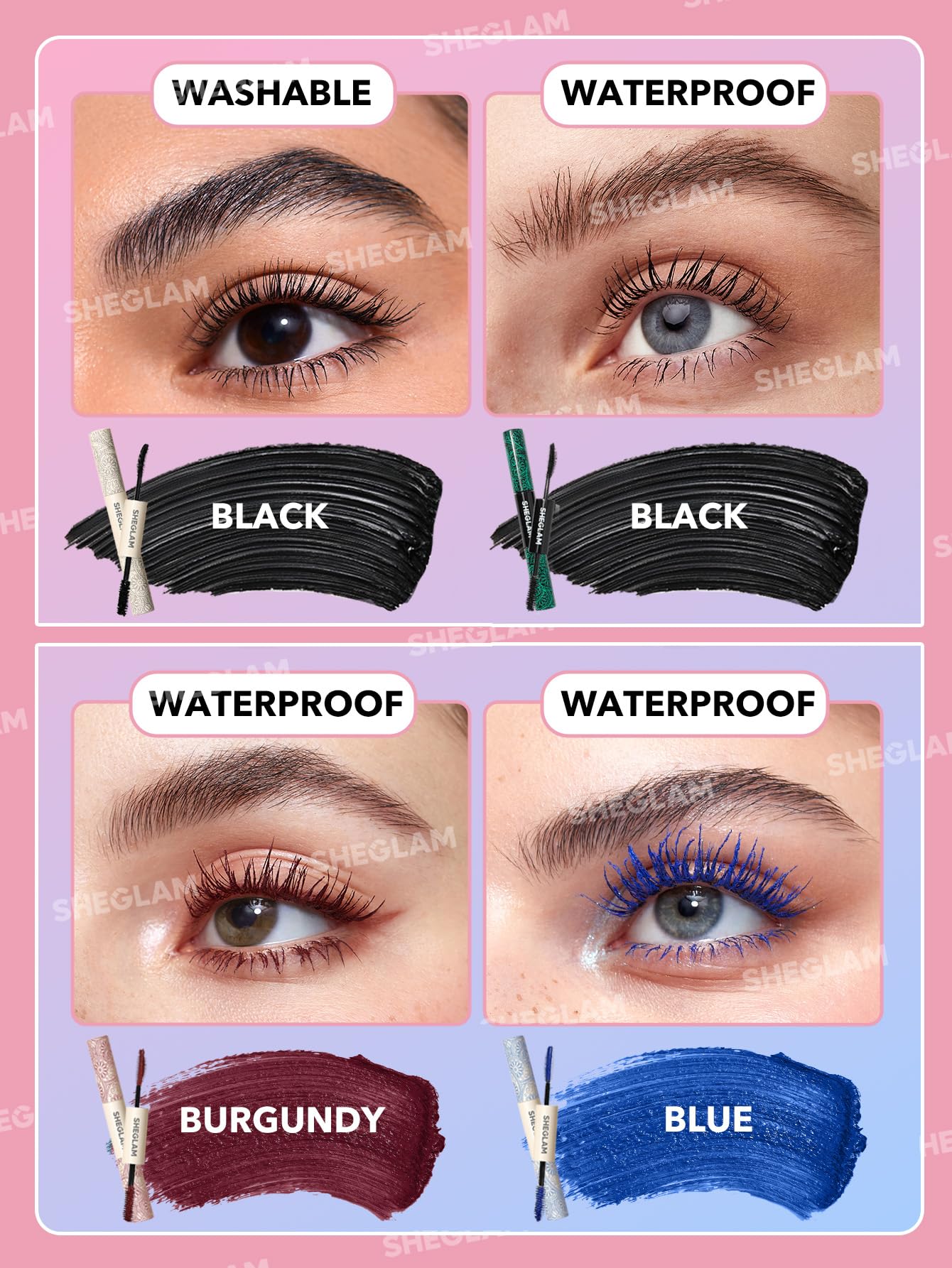 SHEGLAM Todo-en-Uno Mascara azul libre de crueldad para belleza ética