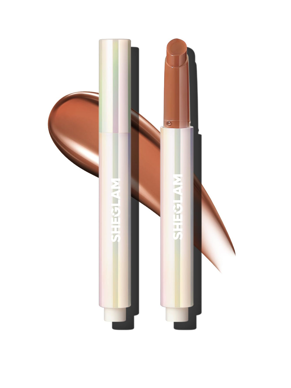 Envase compacto de SHEGLAM PoutPerfect Gloss sólido Mahogany Magic para retoques diarios.