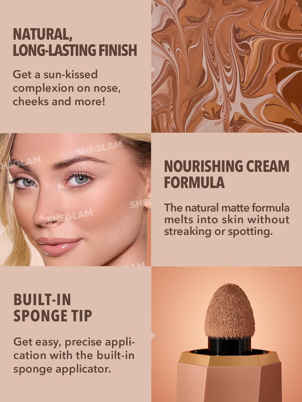 Bronceador líquido Toffee con esponja integrada para aplicación precisa