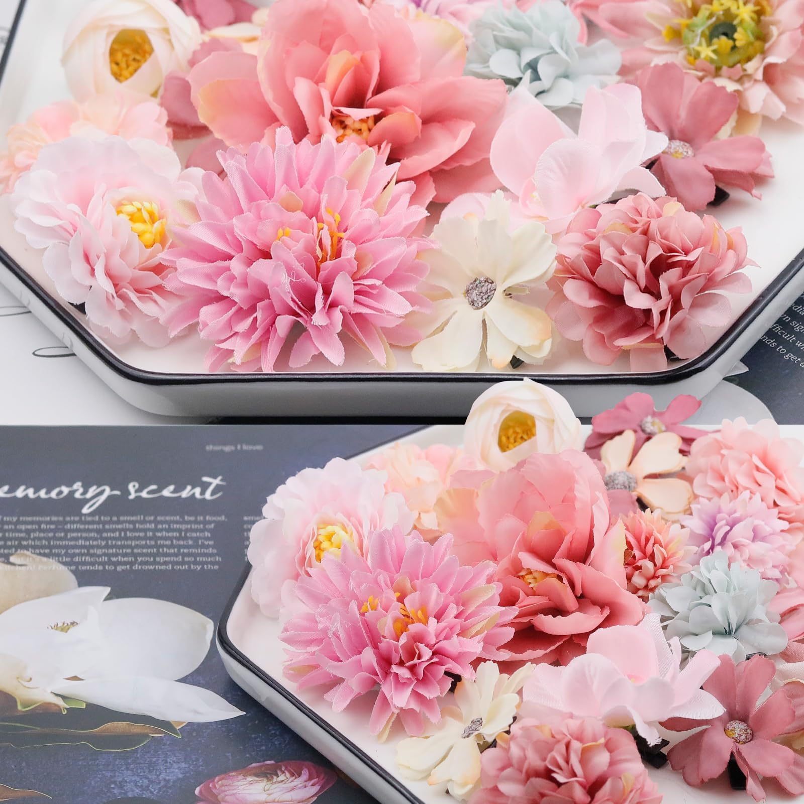 Accesorios florales SHEHARUHI para peinados, 11 formas, estilo único y color vivo.