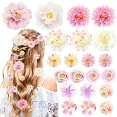 Pinzas florales SHEHARUHI para el cabello en rosa y lila, ideal para looks diarios.