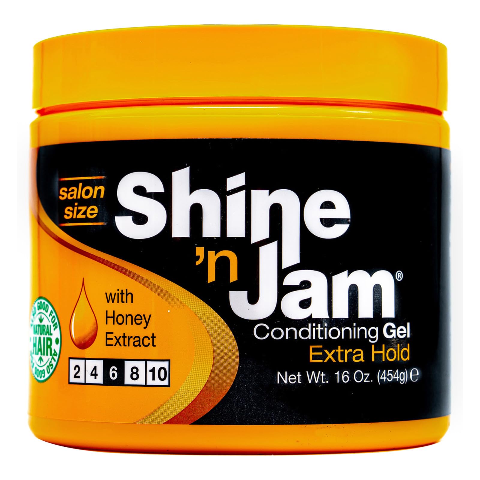 Shine 'n Jam Gel en jarra 473 ml, ideal para peinar cabellos naturales con miel.