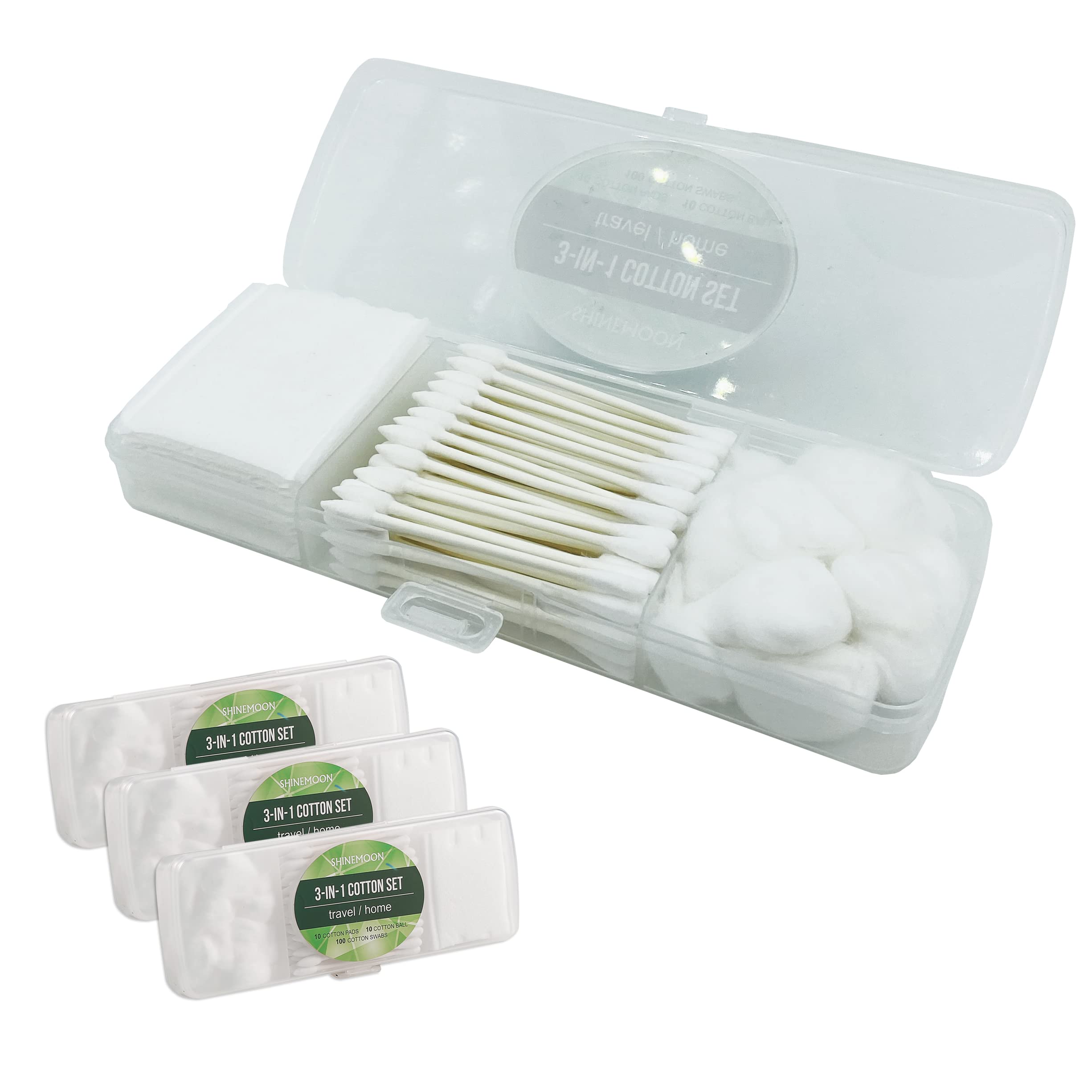 SHINEMOON set viaje: hisopos de algodón para aplicación precisa y suave.
