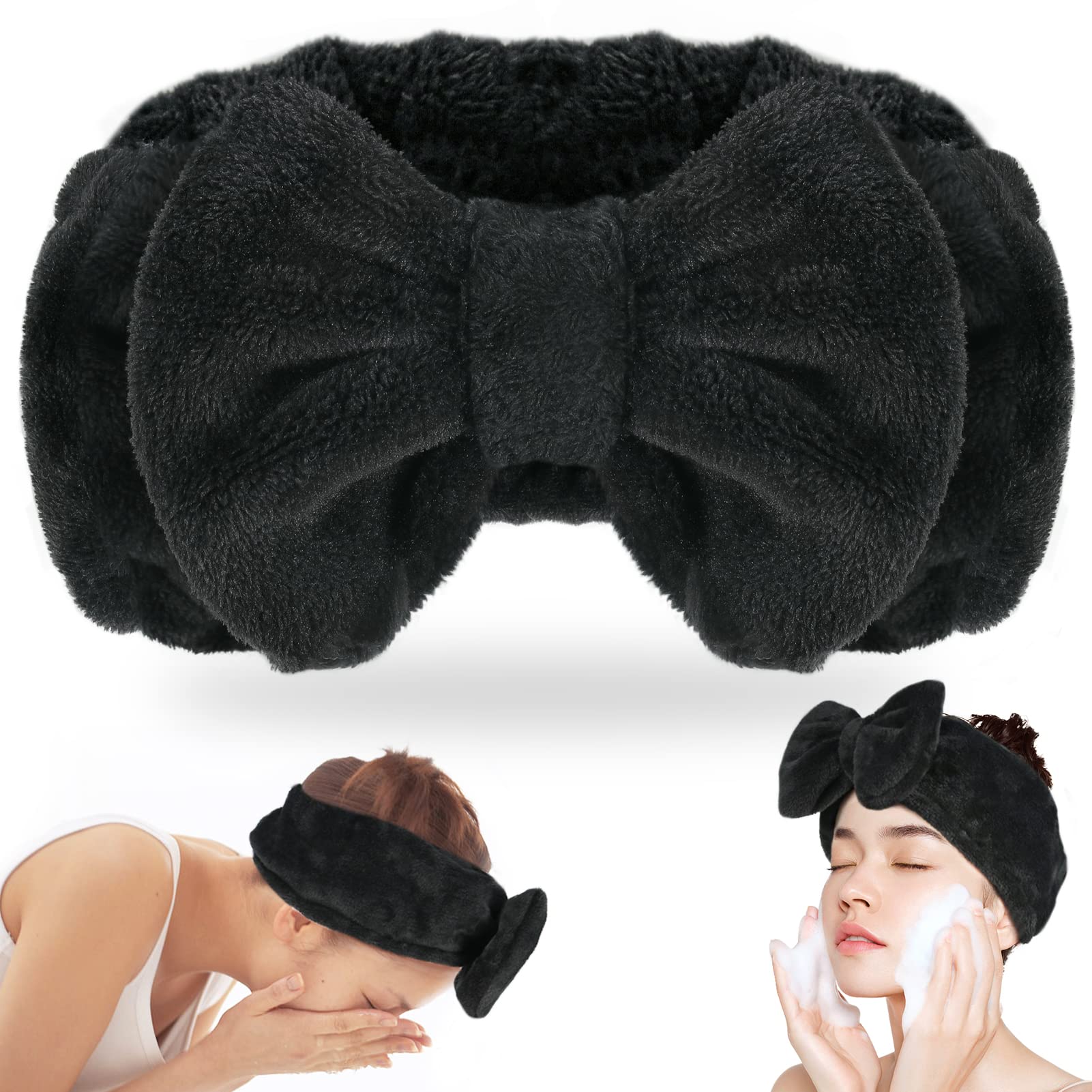 Shintop diadema spa con forro polar suave y lazo para cabello fuera del rostro.