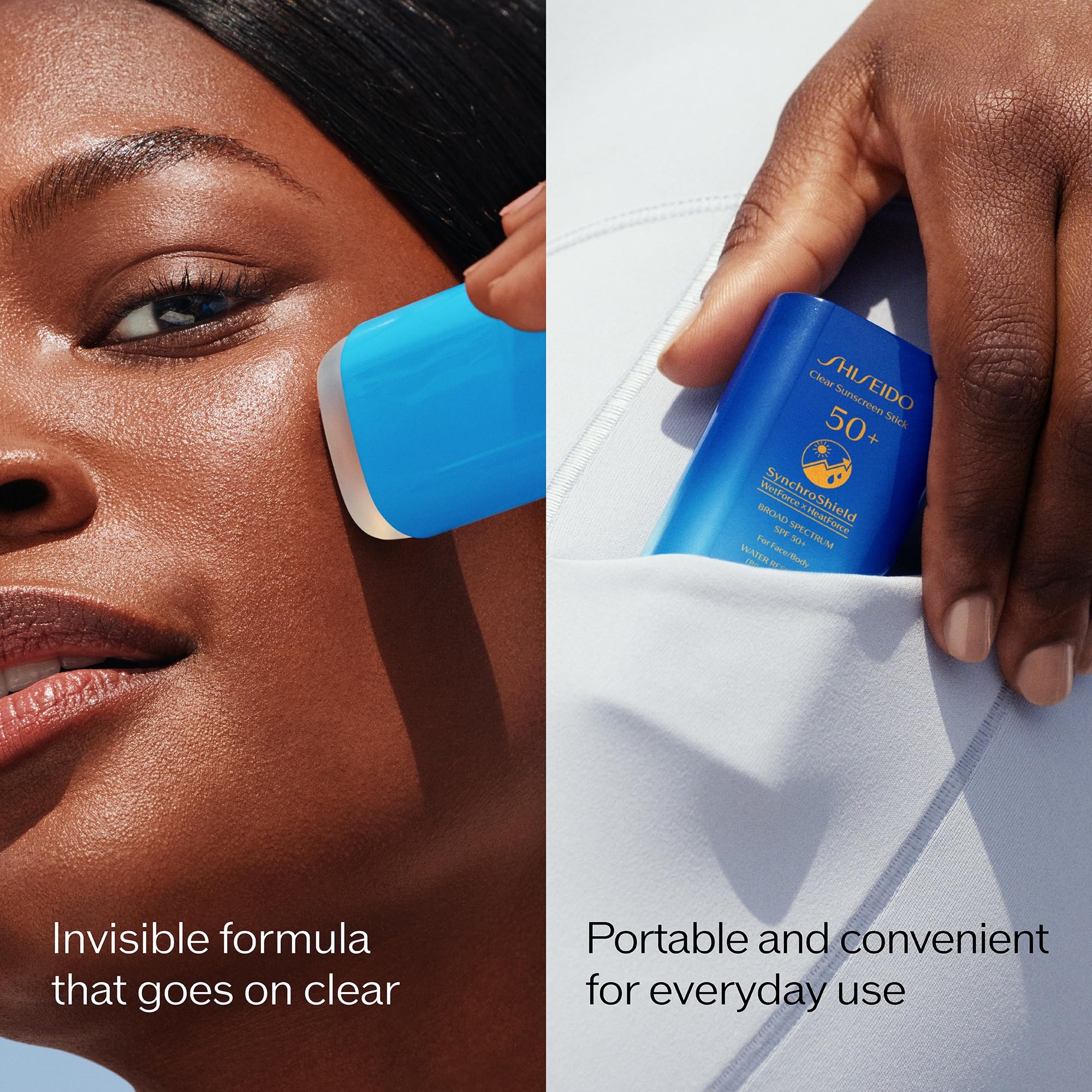 Aplicación sobre maquillaje con barra protectora de Shiseido para retoques