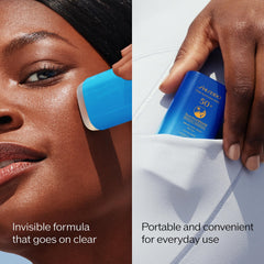 Aplicación sobre maquillaje con barra protectora de Shiseido para retoques