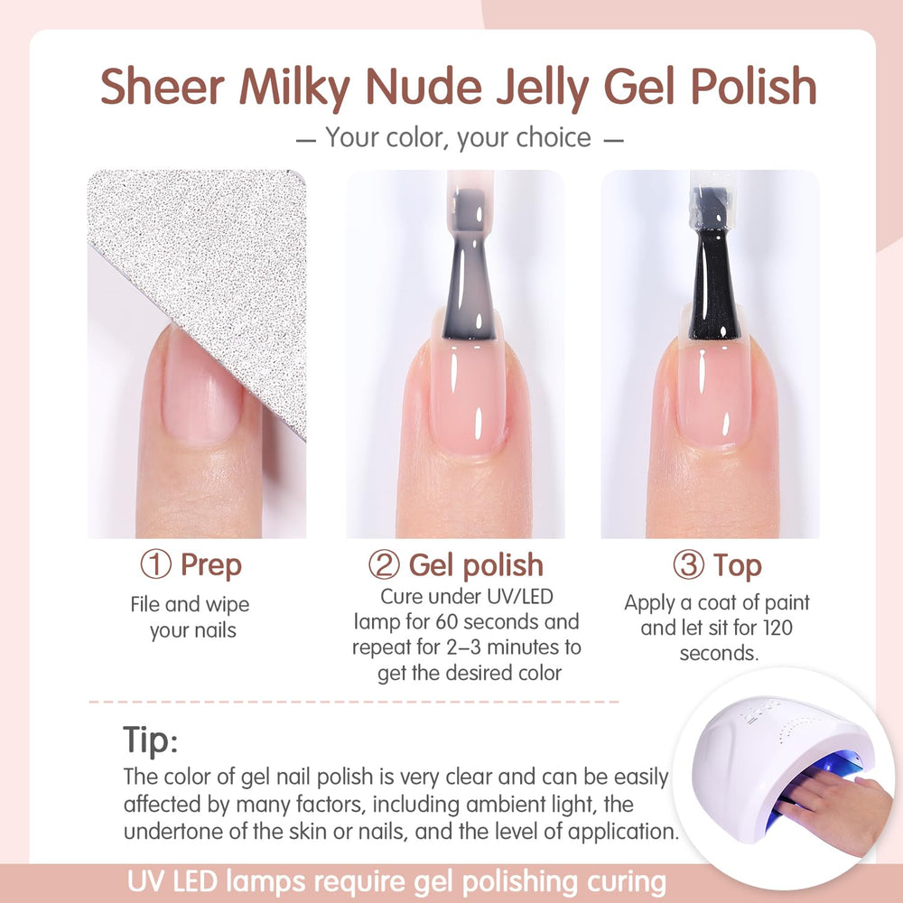 SHOYUM Milky White Jelly Nude at-home setup suitable with UV lamp