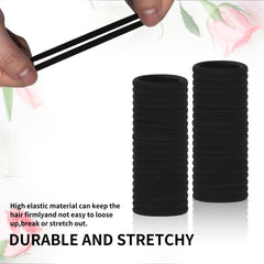 Shrandi gomas negras para cabello grueso, coleta firme durante todo el día.