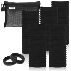 Shrandi gomas elásticas negras, paquete de 100, para peinados duraderos y seguros.