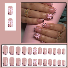 SHUXILIN Uñas pegables cuadradas con diseño leopardo, efecto profesional en casa.
