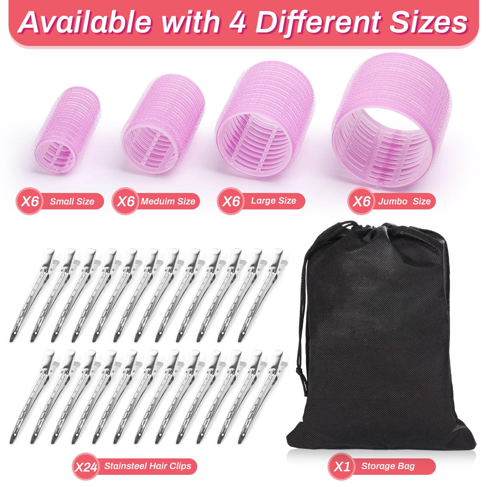 Shynek clips de pelo rosados 24, fijan rizos con seguridad.