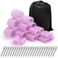 Shynek rodillos para pelo conjunto 48 rojos rosados, para crear rizos con volumen.