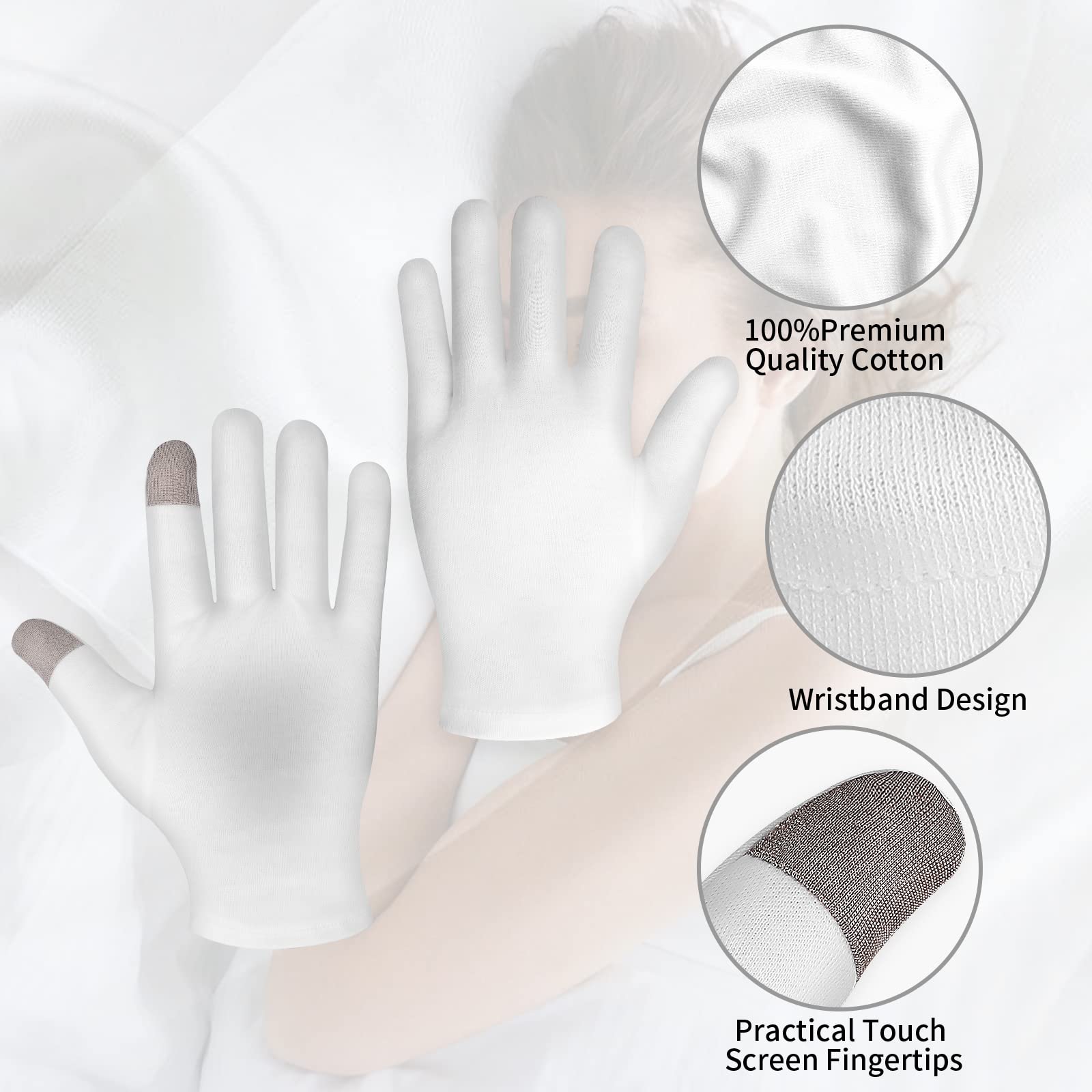 Guantes Sibba con absorcion de crema para aprovechar la hidratacion de la piel.