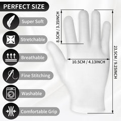 Guantes Sibba de algodón blancos para absorción de cremas en las manos.