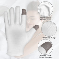 Guantes Sibba 100%Algodón, suaves y transpirables para uso nocturno.