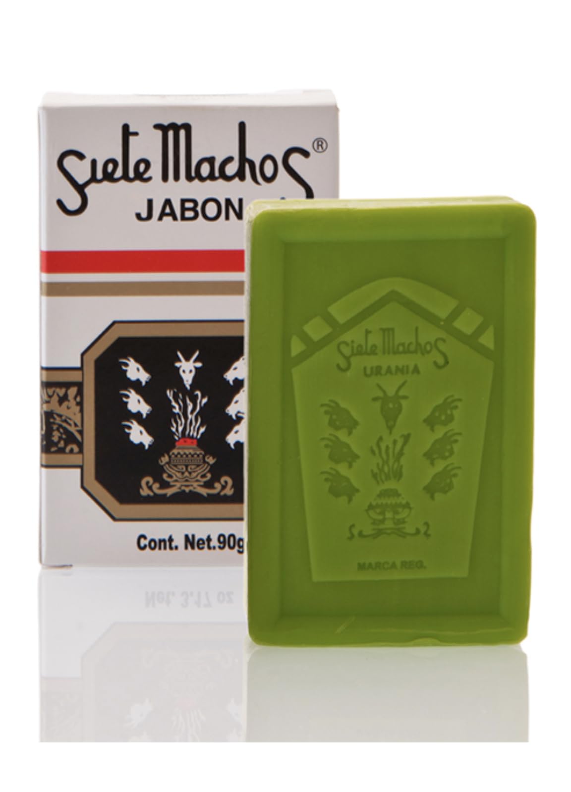 Jabón Siete Machos URANIA, vista frontal, energizante aroma para empezar el día