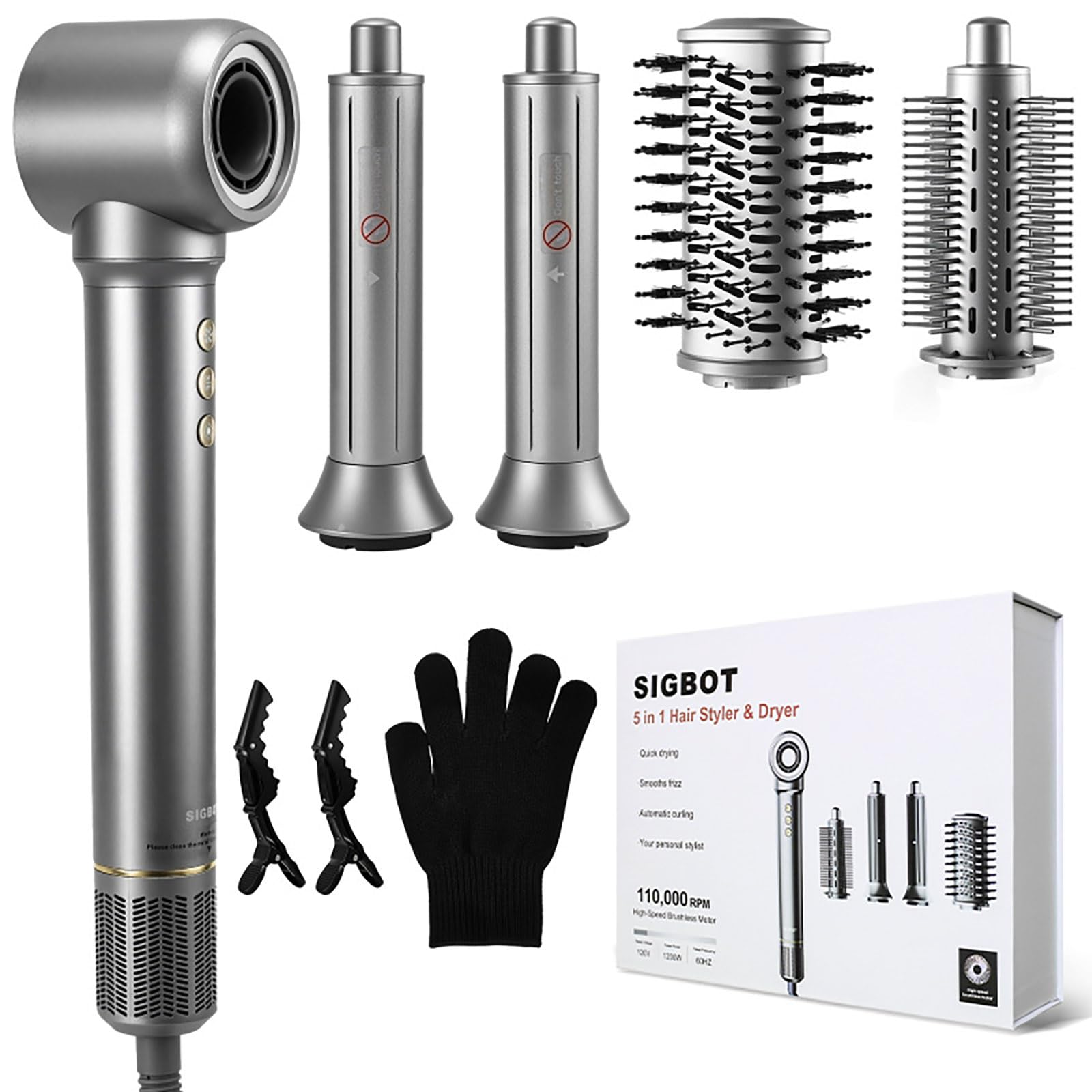 Conjunto SIGBOT set secador-cepillo 5 en 1 para peinado completo en casa