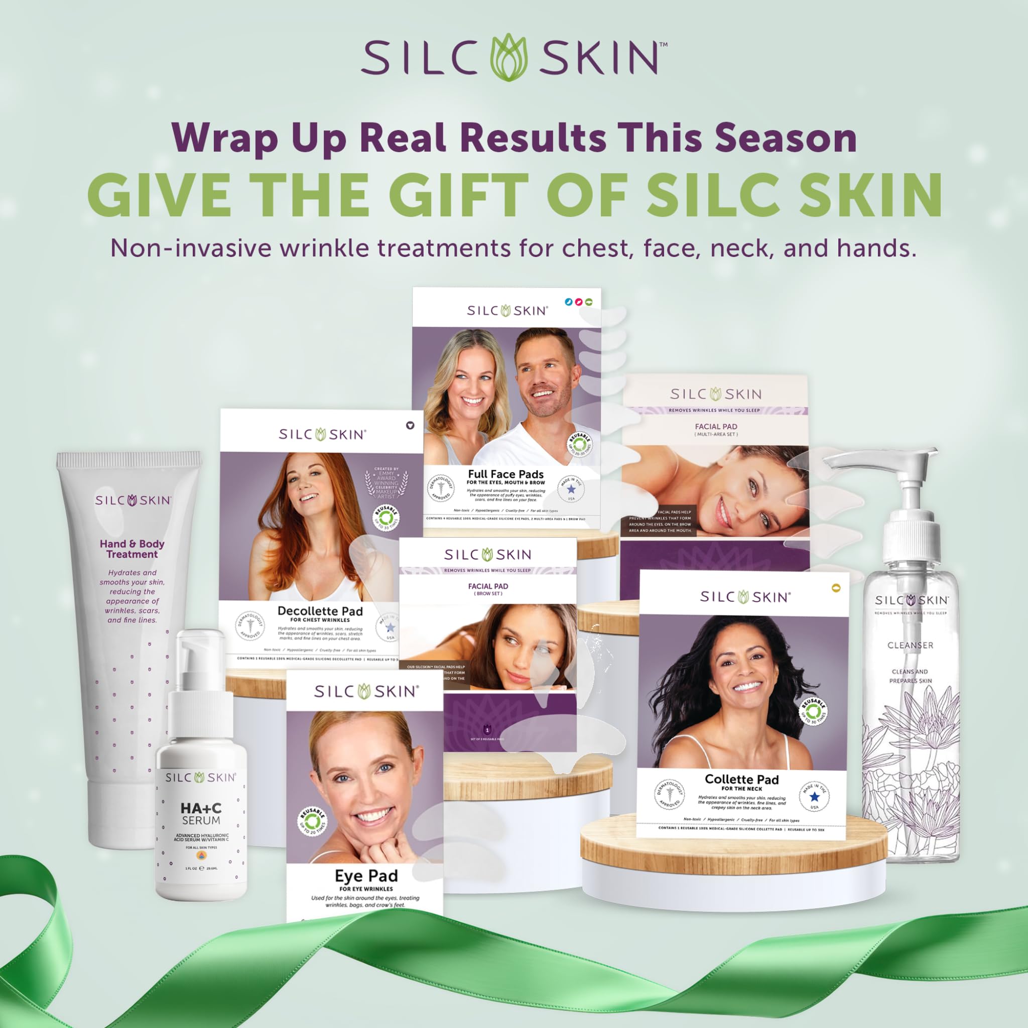 Silc Skin Decollette Pad care with cleanser maintains reusable patches.