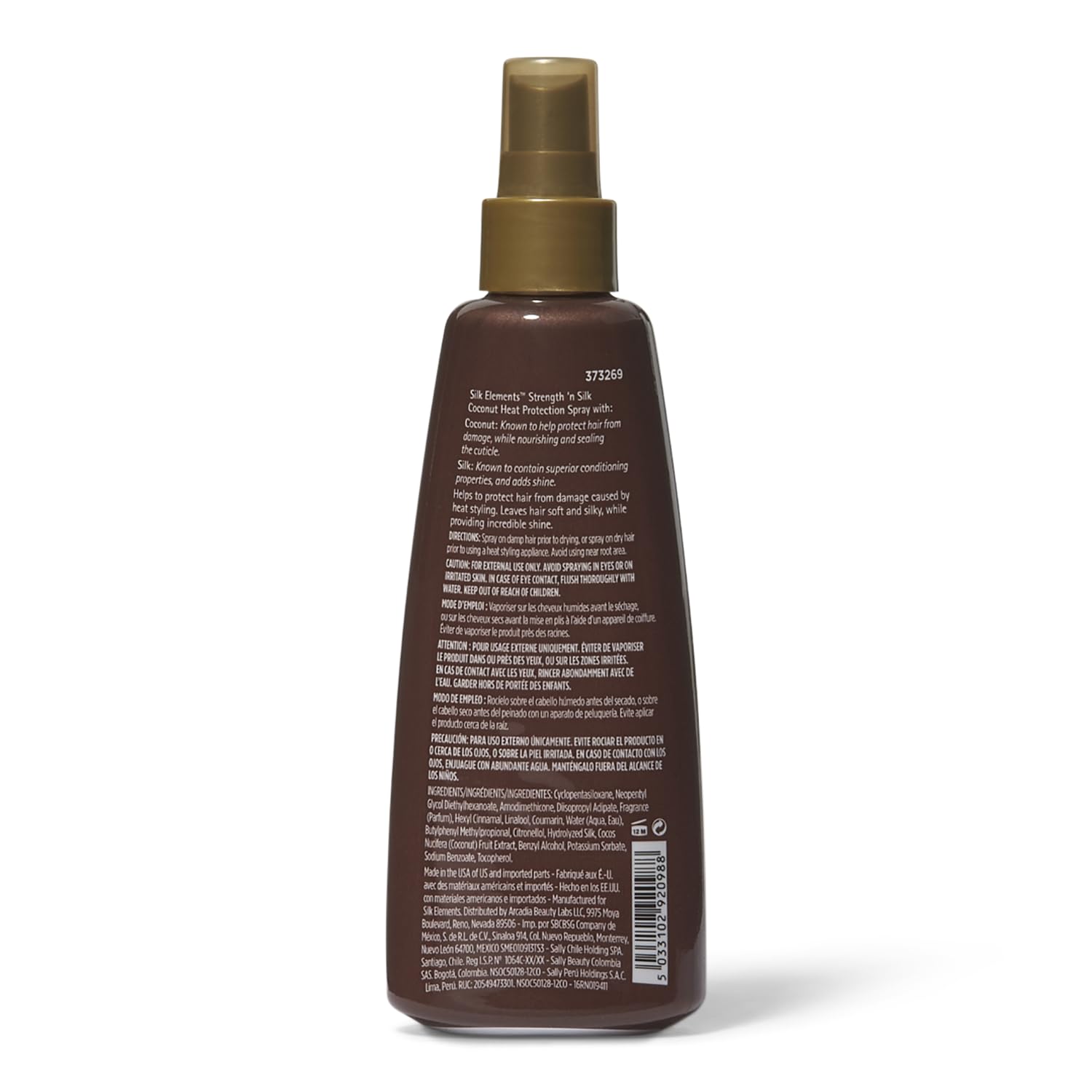 Silk Elements Coconut Heat Protection Spray, aplicación, mejora la manejabilidad durante el peinado con calor.