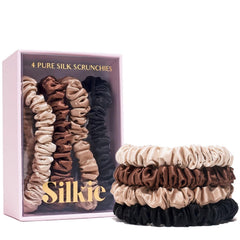 Gomas Silkie delgadas Chocolate con funda de viaje, protegen el cabello.