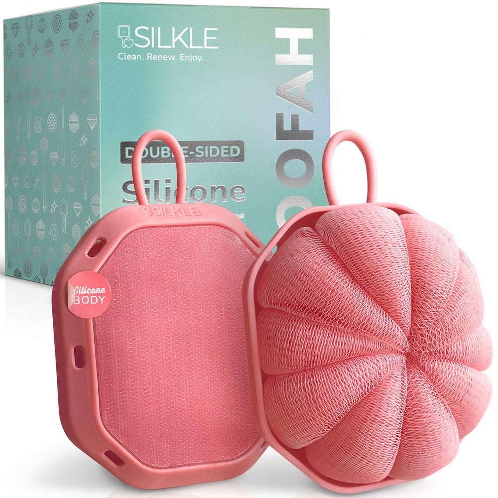 SILKLE doble-lado-ducha, malla suave para limpieza diaria con espuma.