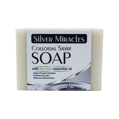 Silver Miracles Jabon de plata coloidal con Tea Tree, limpieza suave para piel sensible.