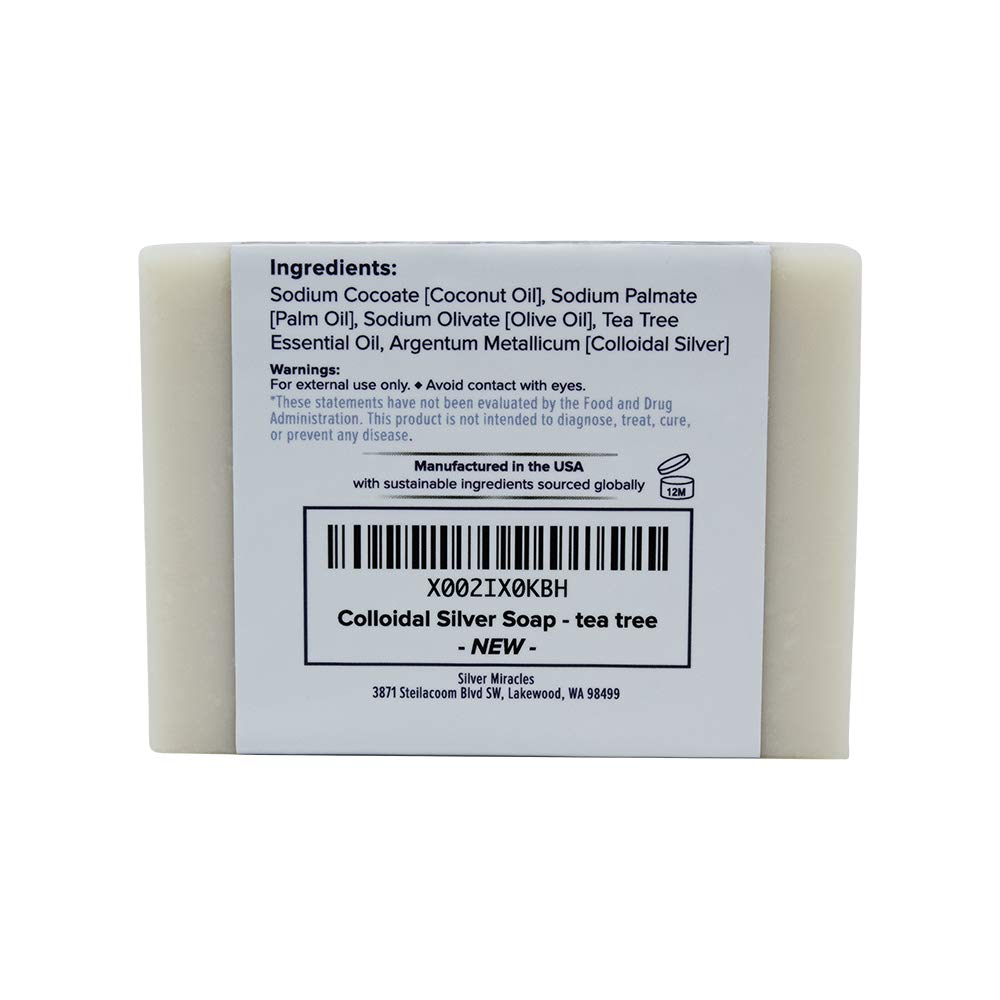 Silver Miracles Jabon plata coloidal, ingredientes naturales de grado alimentario para uso seguro.
