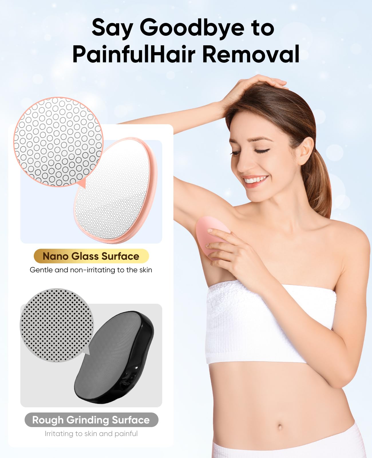 Detalle del cristal exfoliante de SILVLF para piel suave.