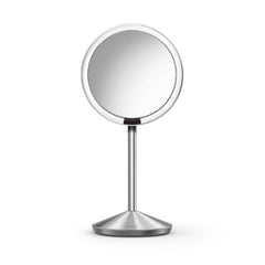 simplehuman espejo sensor 5 pulgadas redondo, iluminación integrada para retoques precisos