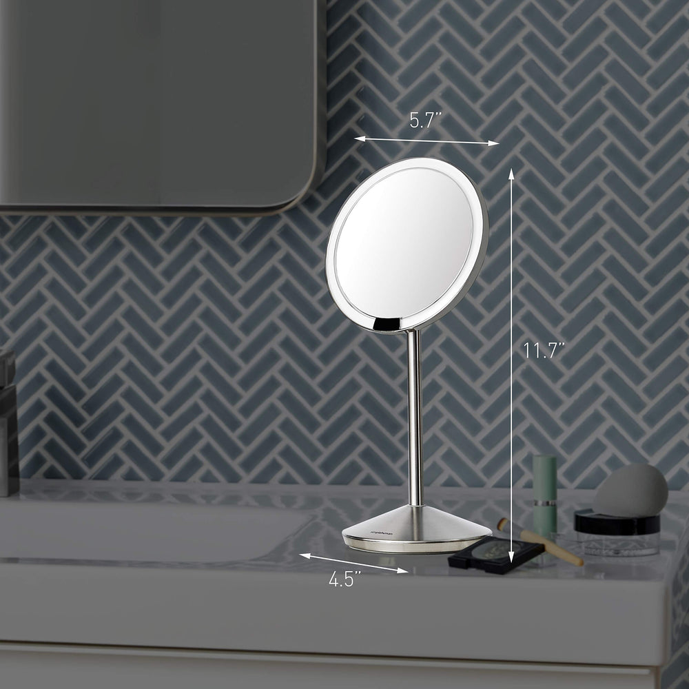 simplehuman espejo sensor dos alturas ajustables para ángulos cómodos
