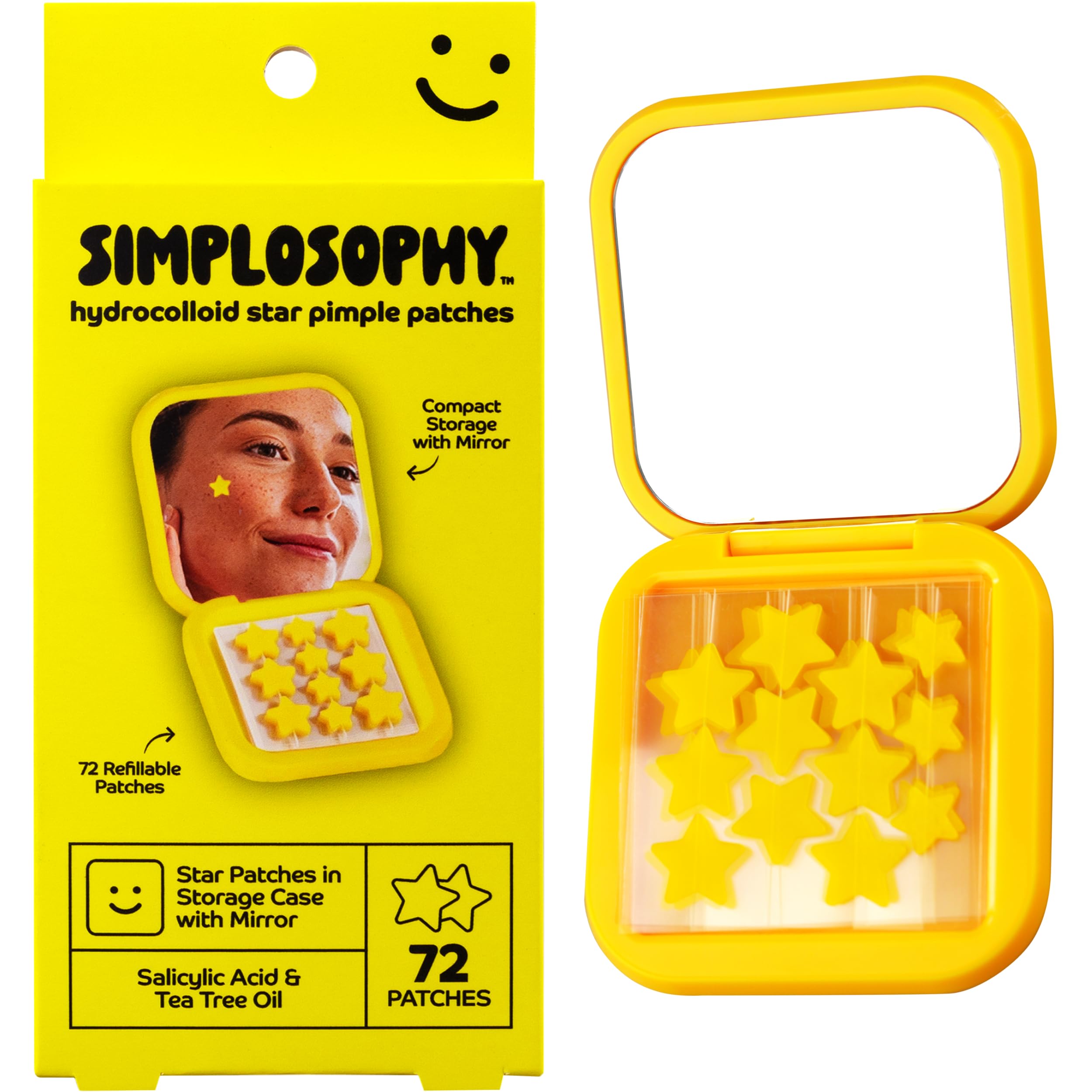 Parche estrella Simplosophy en empaque con espejo para retoques discretos.