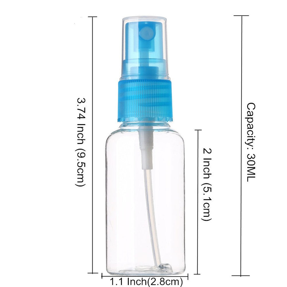 Botellas SINIDE transparentes 30 ml, pack de 4, para líquidos y cosméticos.