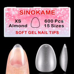 SINOKAME extra-short almond nail tips ready to use for a natural-looking extension.