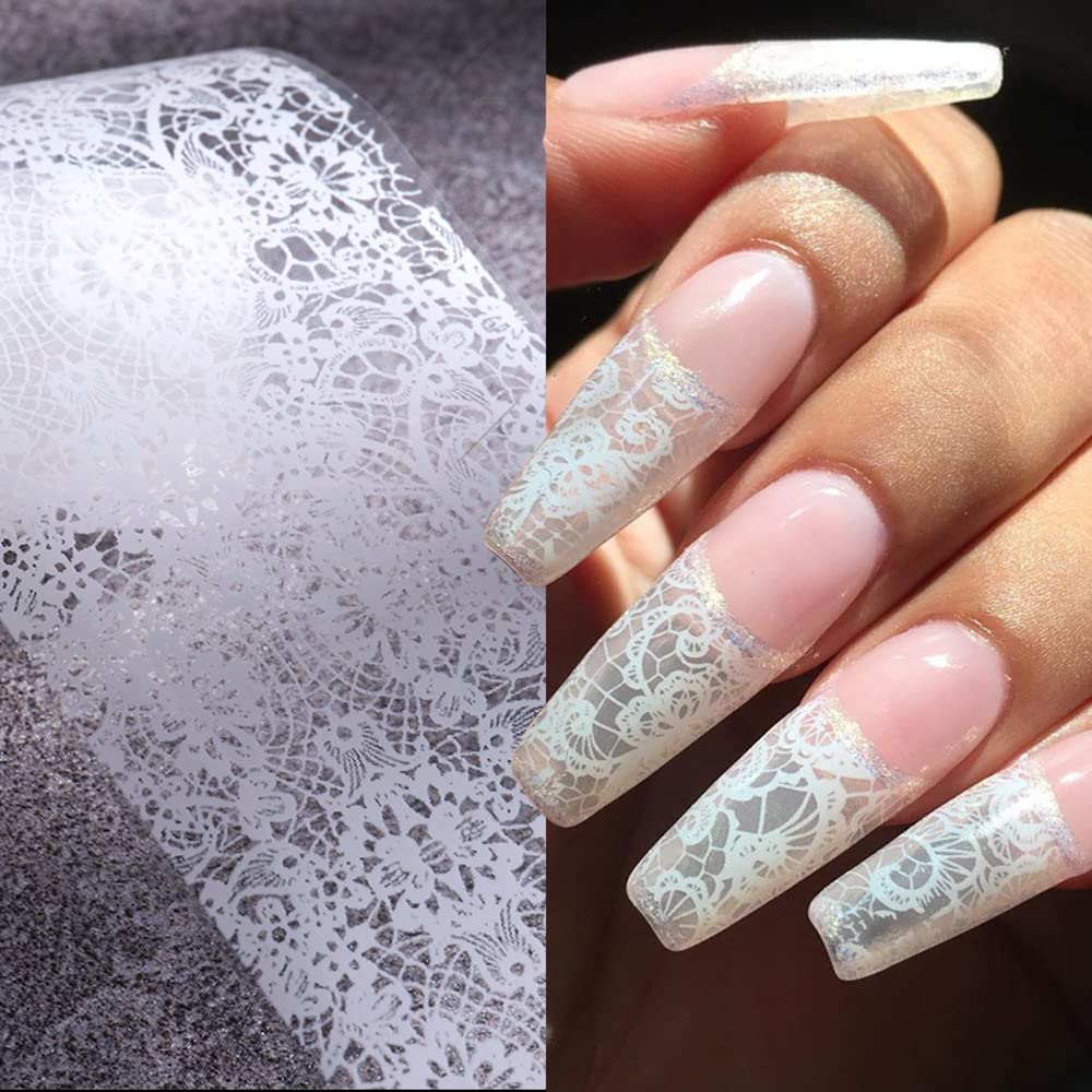Sinsen lámina con flor y encaje para uñas, estilo versátil