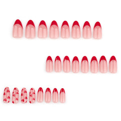 SINSEN Uñas con diseño de corazón rojo para celebraciones.
