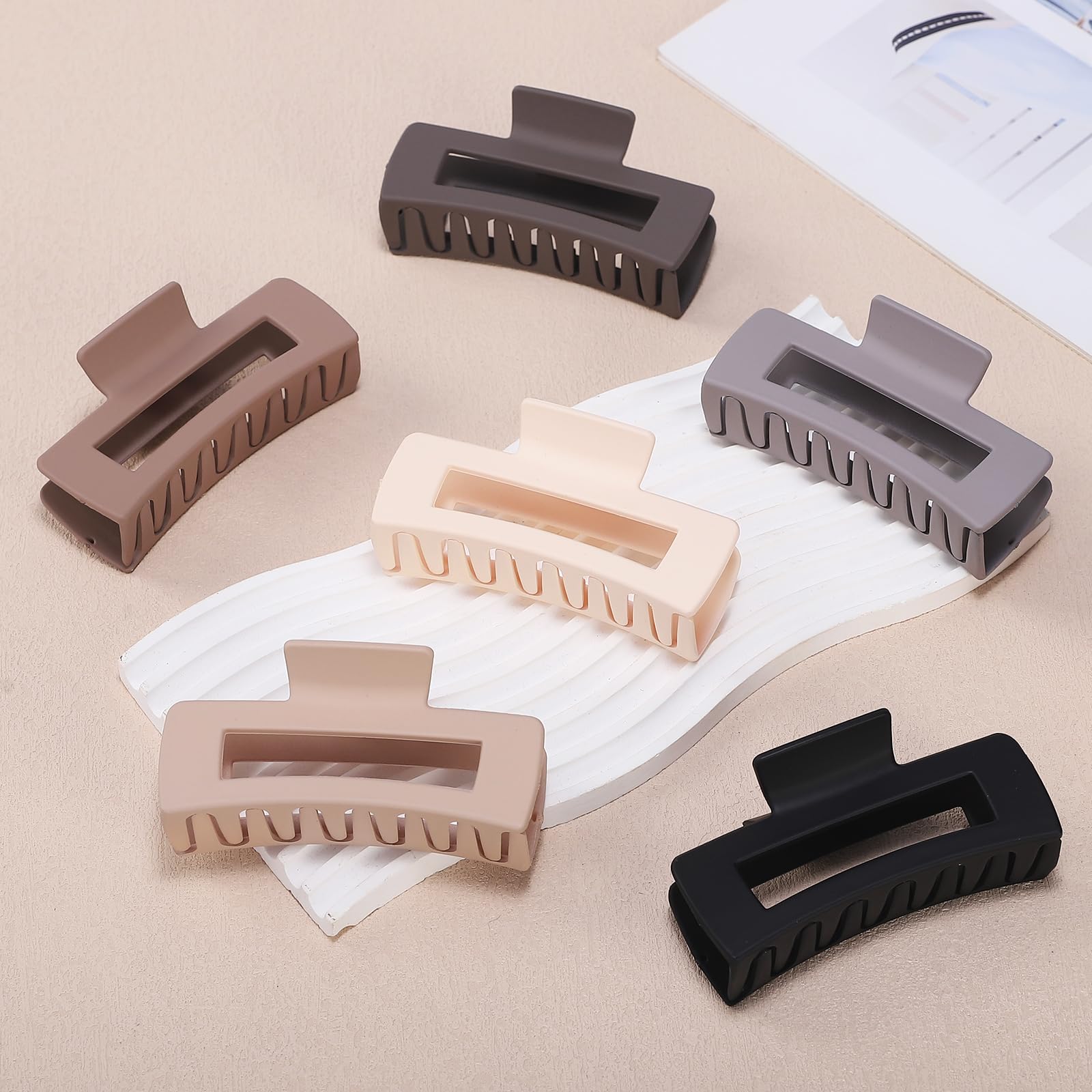 Sisiaipu prendedor de pelo para cabello grueso chocolate, diseño amplio para recogidos