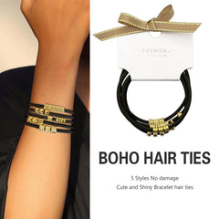 SISYOUP pulsera-lazo de pelo oro, accesorio doble.