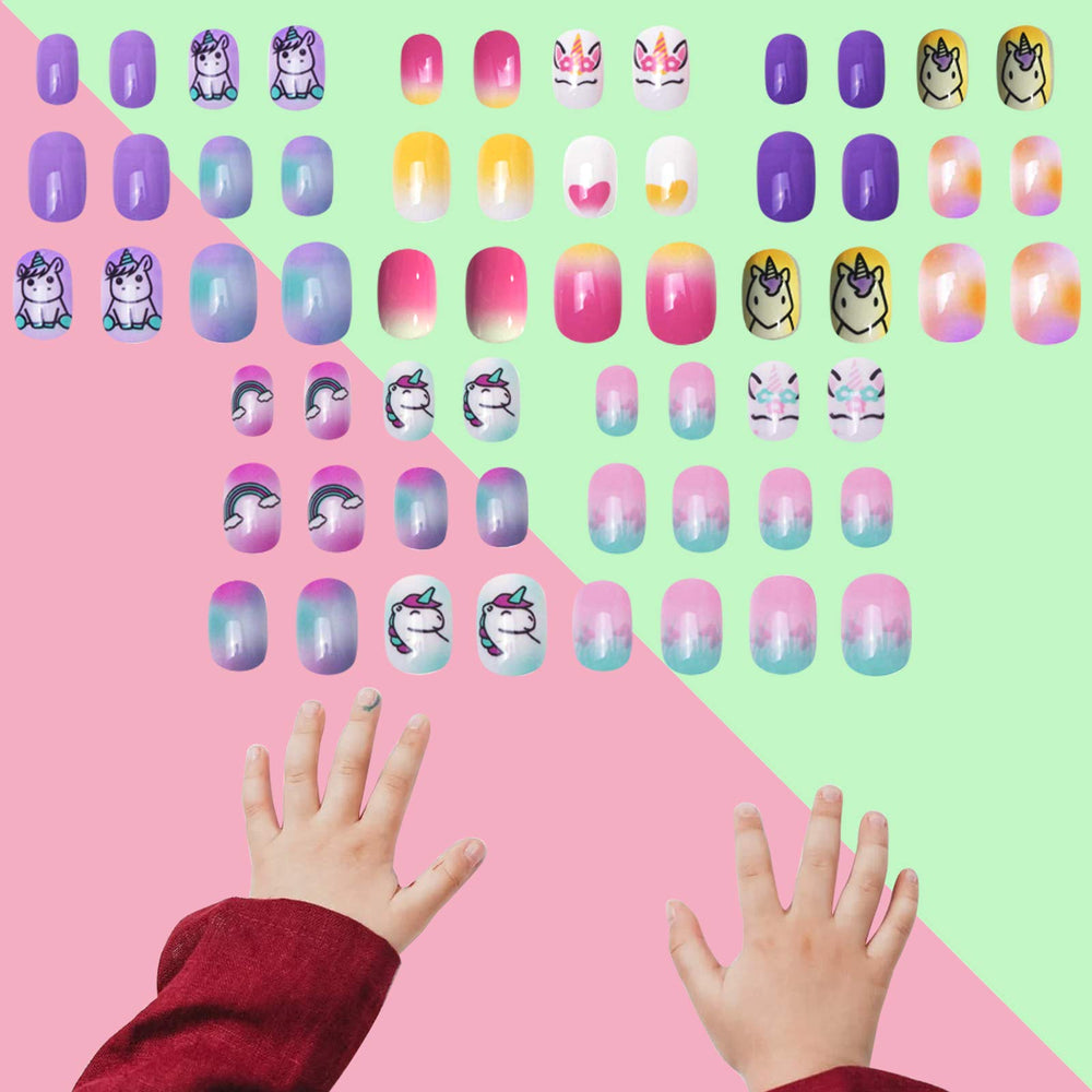 Siusio uñas niñas brillo arcoíris y glitter para fiestas