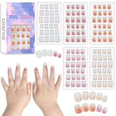 Uñas postizas Siusio para niñas, colección 5-pack, aplicación rápida para fiestas.