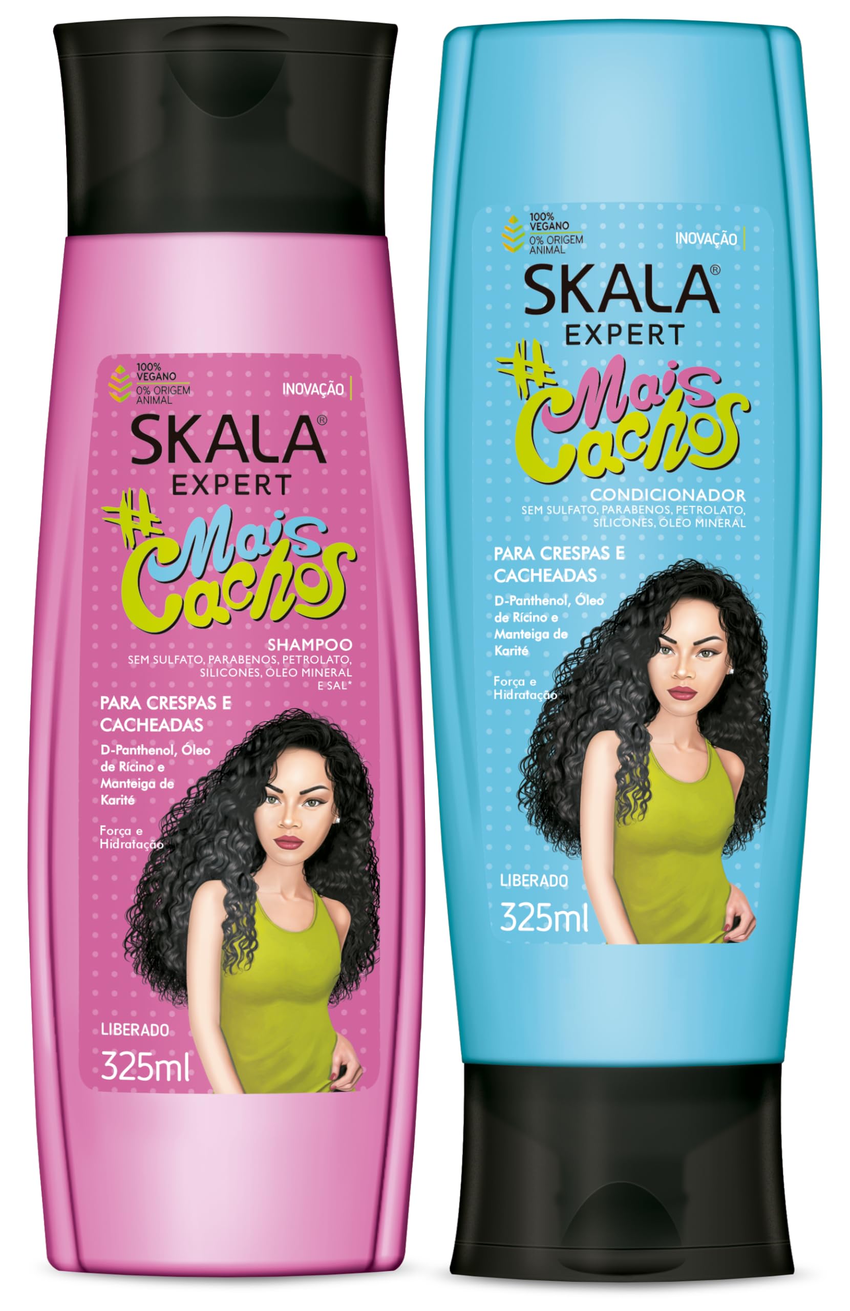 SKALA Expert Mais Cachos shampoo botella vertida, ideal para uso diario en rizos