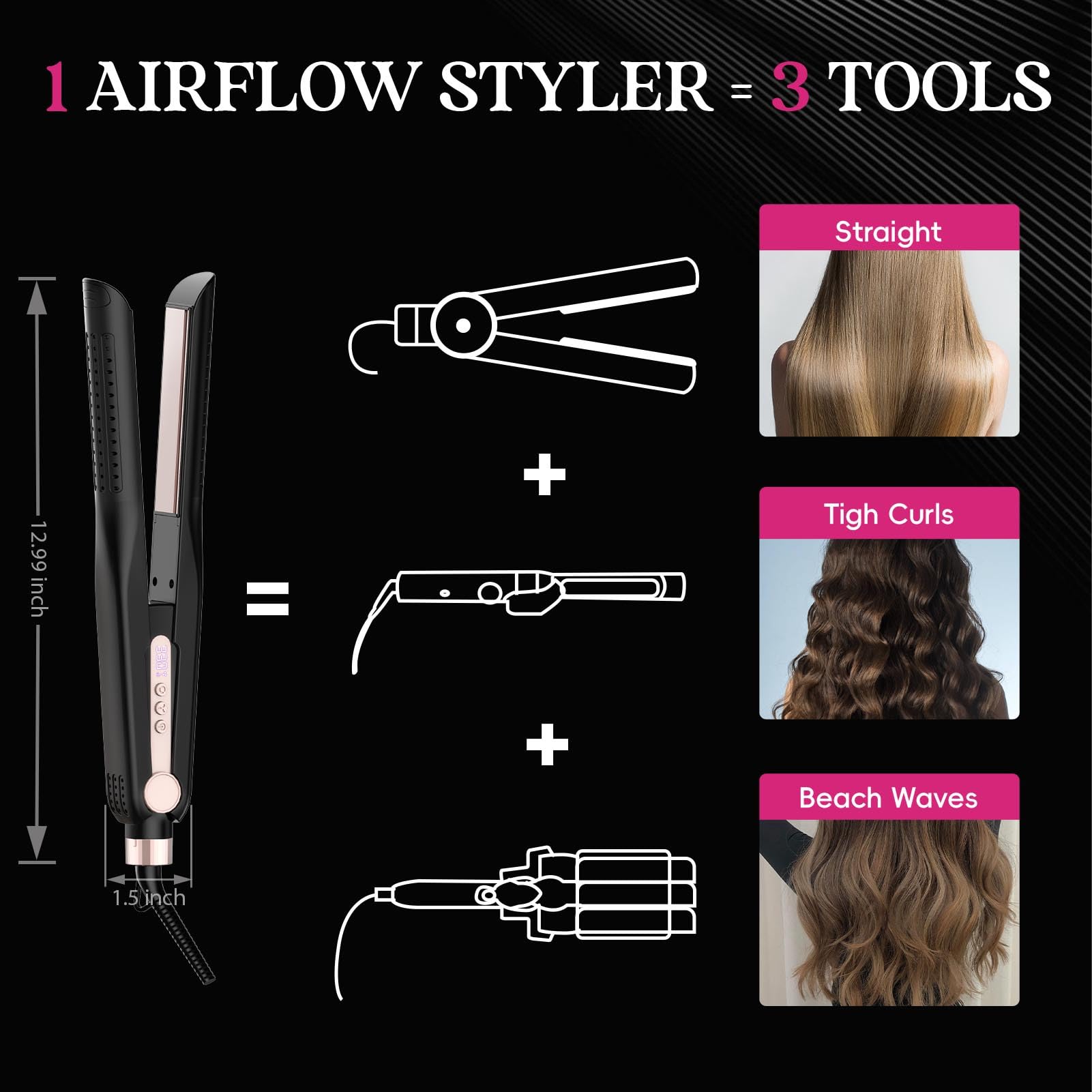 SKIMI Airflow Styler diseño ergonómico y ligero para uso cómodo.