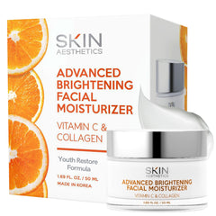 Skin Aesthetics crema de día con Vitamina C y Colágeno, textura suave para piel radiante.
